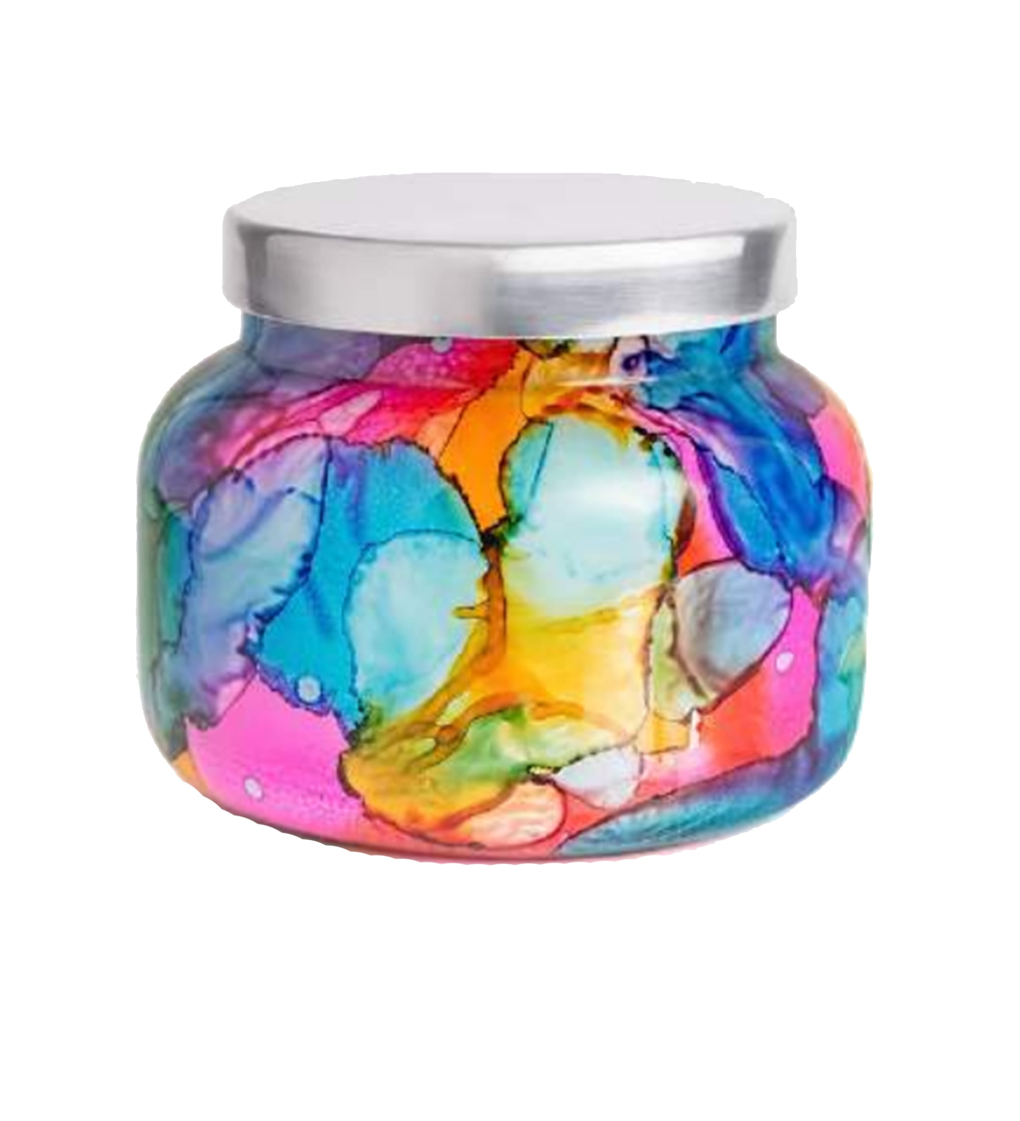 Curio Capri Blue 8 oz Rainbow Watercolor Collection Petite Jar Candle