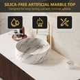 thumbnail image 4 of 48" Curved Edges Striped Bathroom Vanity with Sink, Floating Plywood Cabinet with 2 Large Drawer, Ceramic Vessel Basin & Artificial Marble Top - Dark Walnut Wood Grain Color Pre-assembled Vanity, 4 of 7