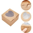 thumbnail image 4 of 36 Pcs 4 Styles Square Kraft Paper Boxes with Window Bakery Candy Boxes Gift Packaging Container with Square/Heart/Flower/Star Shape Window for Weddings Birthdays Jewelry Packing 4x4x2.6, 4 of 6