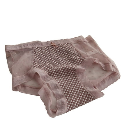 

ZMHEGW Tummy Control Underwear For Women Girls Lace Cotton Comfortable Not Card Crotch Breathable Transparent Middle Waist Lift Triangle Women s Panties