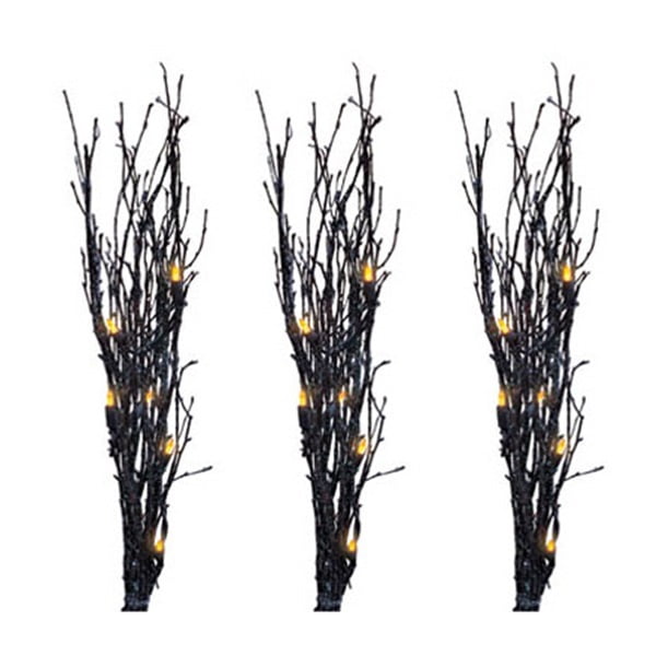 3Pc Blk Glitter Twigs