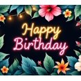 thumbnail image 3 of Yatrandify Colorful Floral Happy Birthday Banner Decorative Lights Neon Print Tropical Hibiscus for Birthday Party Celebration Outdoor Indoor, 3 of 7
