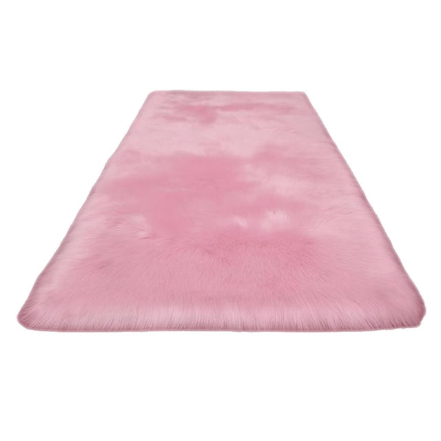 Alfombras De Mullidas Alfombra Peluda Para Dormitorio Alfombras De Guardería De Lana Artificial Alfombra De Piel Para Habitación De rosa 60x150cm Soledad Alfombra suave rectangular