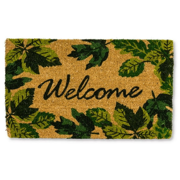 Abbott Doormat Durable Natural Coco Coir Doormat, Weather Resitant Mat Outdoor & Indoor Entrance, Home Decor Large Doormat, 18x30", Leafy Welcome