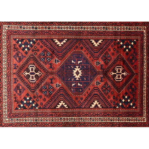 Ahgly Company Machine Washable Indoor Rectangle Traditional Chestnut Brown Area Rugs, 4' x 6'