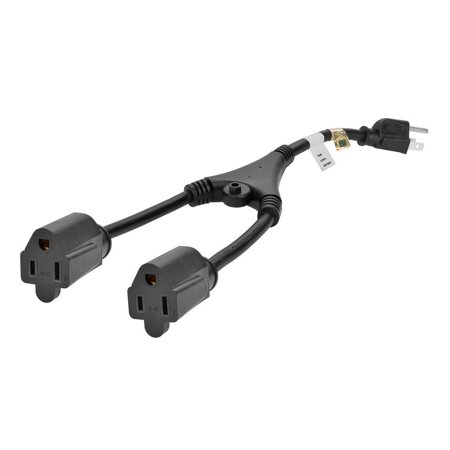 UPC: 0844660053095 | Monoprice 14inch 14AWG Power Cord Splitter Cable  15A (NEMA 5-15P to 2x NEMA 5-15R)