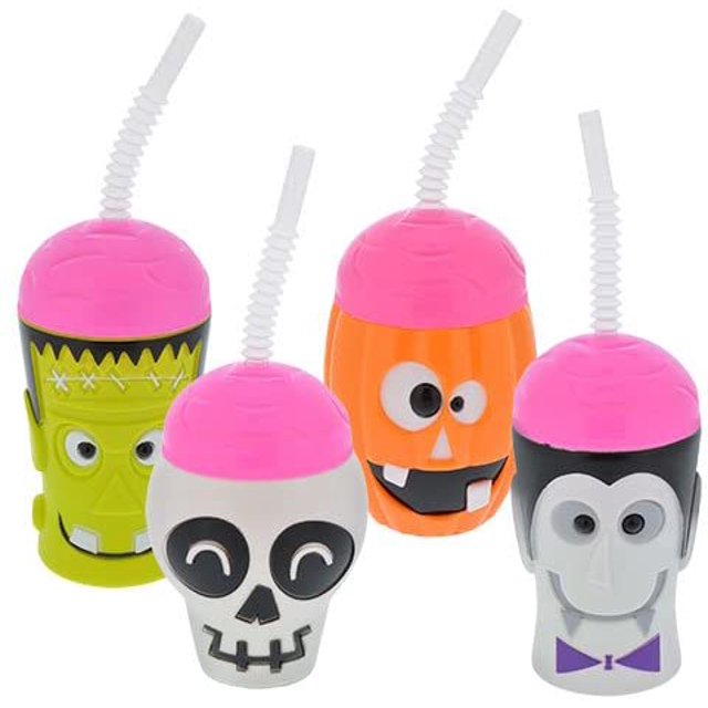Plastic Sippy Cups Halloween Cat Ghost Toddlers Kids Jack O Lantern