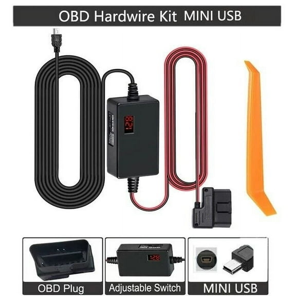 Dash Cam OBD Hardwire Kit Power Cable MINI USB C Port10FT 12V-24V to 5Vfor Das