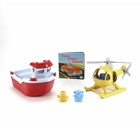 Green Toys Bateau de Sauvetage & Tableau Sonore Ensemble de Livres