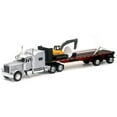 thumbnail image 2 of Peterbilt 389 Truck with Flatbed Trailer Silver Metallic with Excavator and Wind Turbine 1/32 Diecast Model by New Ray, 2 of 3