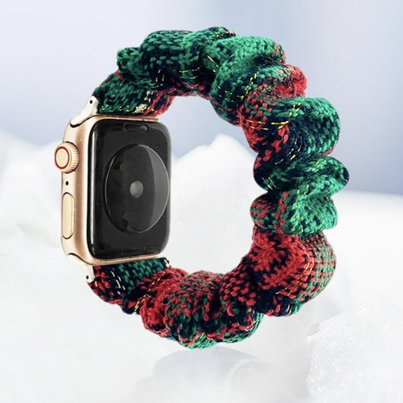 Christmas Snowflake Scrunchie Elastics Loop Watch Band Strap Compatible with Apple Watch Band 38/40/41mm 44mm/45mm/49mm (Ultra) Series 9 8 7 6 SE for Girls Women