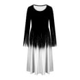 thumbnail image 5 of purcolt Womens Long Sleeve Dresses Casual Loose Crew Neck A-line Flowy Dress Flower Print Boho Midi Dress, 5 of 5