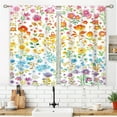 thumbnail image 4 of Colorful Boho Floral Small Kitchen Curtains Watercolor Flower Window Treatment Plant Bohemian Rod Pocket Cafe Short Window Curtains for Bathroom Dining Room Tier Treatment Drapes 28x40 inch, 4 of 6