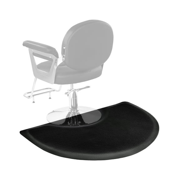 VEVOR Salon Mat for Hair Stylist, 3 x 4 FT Semi-circle Salon Chair Mat, 1/2-inch Thickened Anti Fatigue Barber Shop Floor Mat with Round Cut Out, Easy-to-Clean PVC Surface & Anti-Trip Beveled Edges