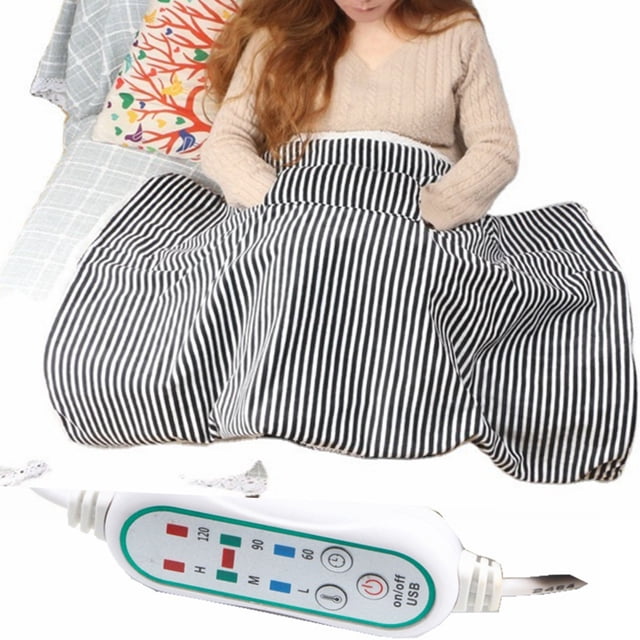 Leodye 1PCS USB Heated Blanket Striped Design 5V office Winter Knee Warming Pad Accessory -39.37×25.59 in