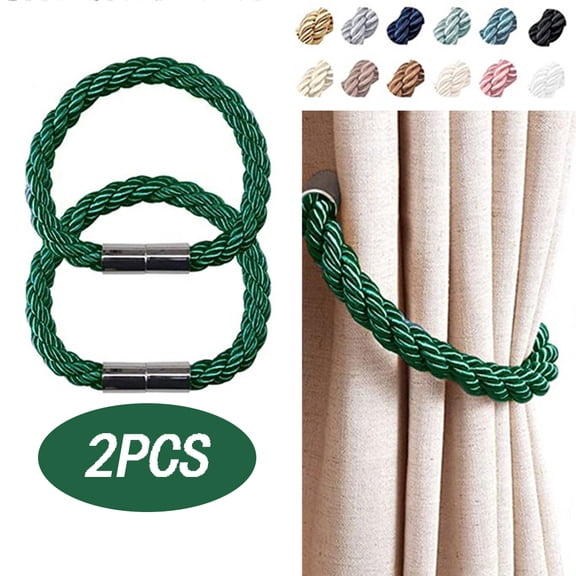 EASTIN 2Pcs Magnetic Curtain Tiebacks, Decorative Rope Curtain Holdback Handmade Rope Clips Magnetic Buckle
