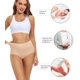 thumbnail image 4 of Ropa interior postparto para mujeres, bragas de algodón de talle alto, cobertura completa, paquete de 5, color beige., 4 of 5