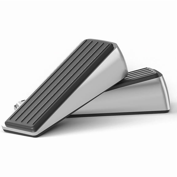 Silver, Black Rubber, Metal Door Stoppers, Set of 2