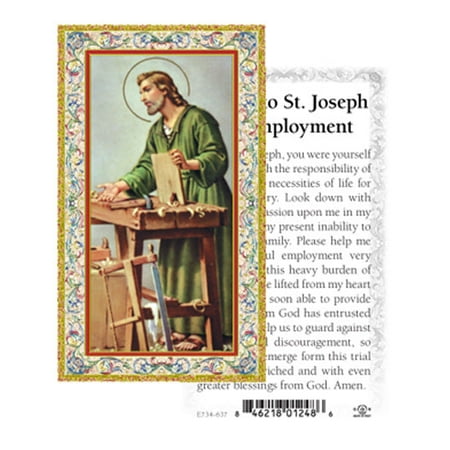 

Saint Joseph Employment Prayer Gold-Stamped Catholic Prayer Holy Card with Prayer on Back Pack of 100