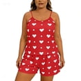 thumbnail image 7 of FchengtaiS Women's Plus Size Pajama Set Heart Print Loungewear Cami Top and Shorts Sleepwear Lounge Summer Pjs, 7 of 7