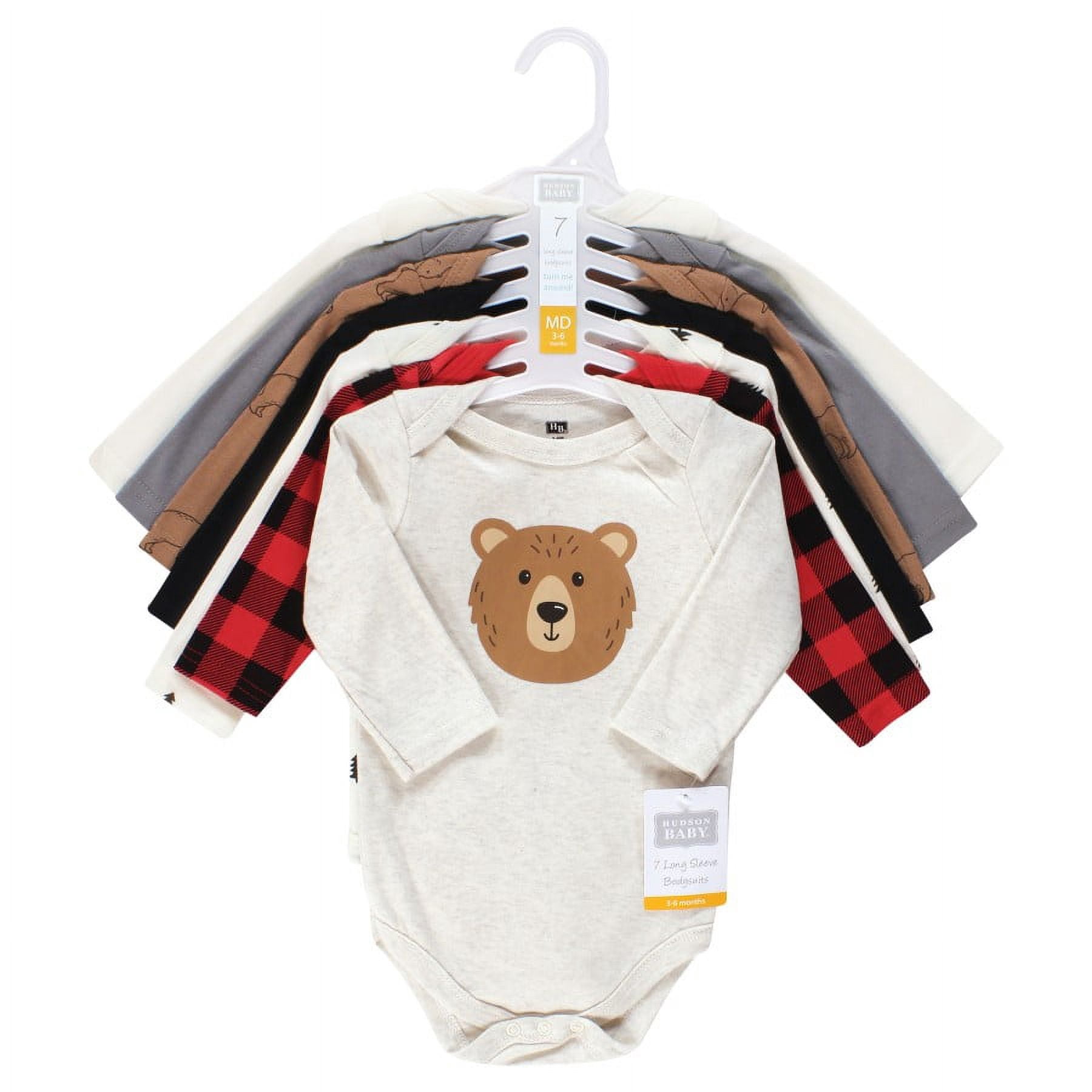 Hudson Baby Cotton Long-Sleeve Bodysuits, 7-Pack, Newborn-24 Months