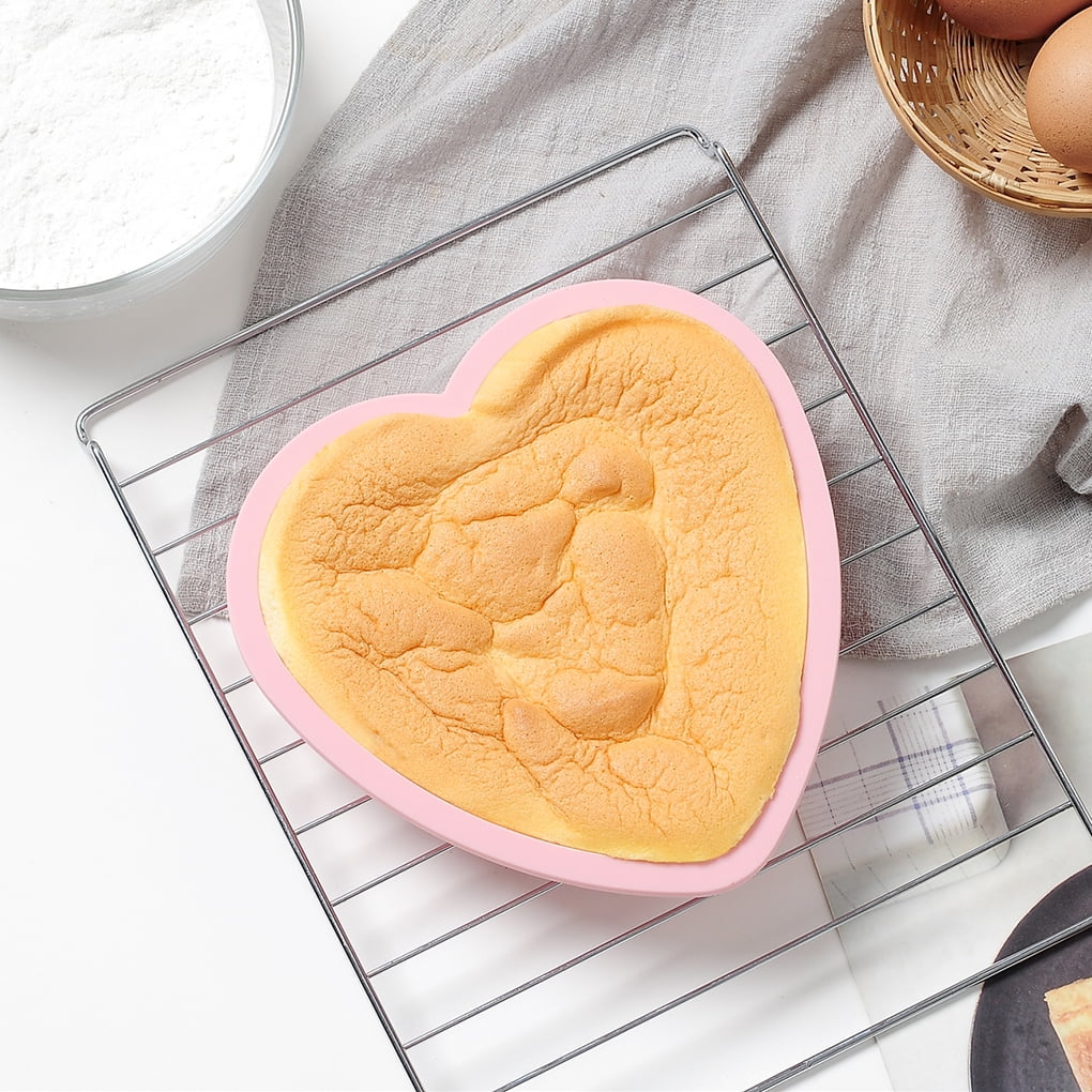 Silicone Cake Mold, 6 inch Heart Shaped Baking Pan Silicone Heart Shaped Cake Pan Nonstick