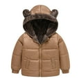 thumbnail image 2 of Hvobtty Kids Coat, Puffer Jacket Kids, Toddler Kids Boys Girls Winter Fleece Padded Jacket Hooded Zip Jacket Coat Khaki 5 Years, 2 of 4