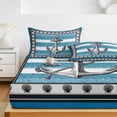 thumbnail image 6 of Cal.King Size Fitted Sheet Set - Blue Anchor 3 Piece Bedding Sets 16" Deep Pocket Fitted Sheet with 2 Pillowcases, Nautical Summer Beach Coastal Ocean Art Brushed Microfiber Hotel Luxury Bed Sheets, 6 of 9