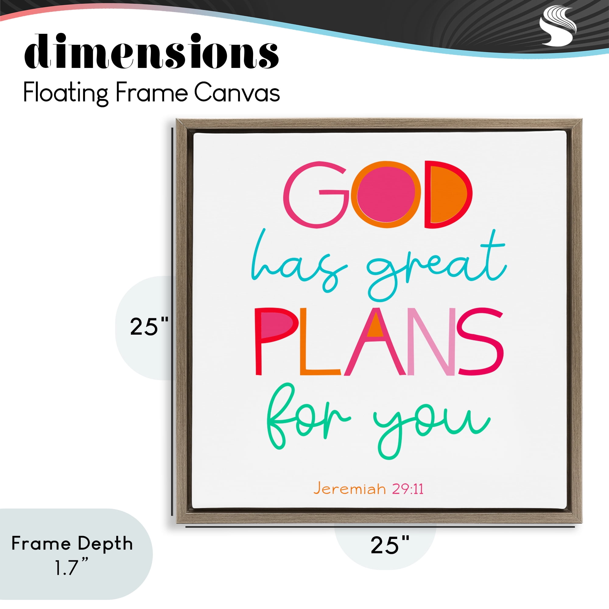 Stupell Industries Whimsical God's Plans For You Brown Framed Floater Canvas Wall Art, design by SD Graphics Studio