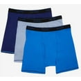 thumbnail image 2 of Hanes Men's 3 Pack Cool Comfort Boxer Briefs Lightweight Breathable Mesh Comfort Flex Waistband, Assorted Blues, 2 of 3