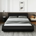 thumbnail image 2 of Sha Cerlin Black Full Platform Bed, Leather Bed Frame with Adjustable Headboard, Adults, 2 of 6
