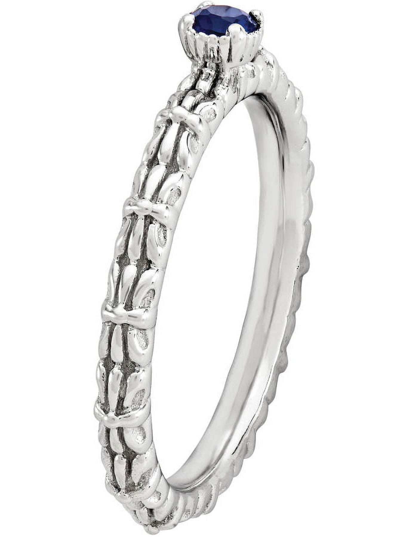 Created Sapphire Sterling Silver Single-Stone Ring