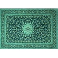 thumbnail image 1 of Ahgly Company Machine Washable Indoor Rectangle Medallion Turquoise Blue Traditional Area Rugs, 2' x 5', 1 of 4