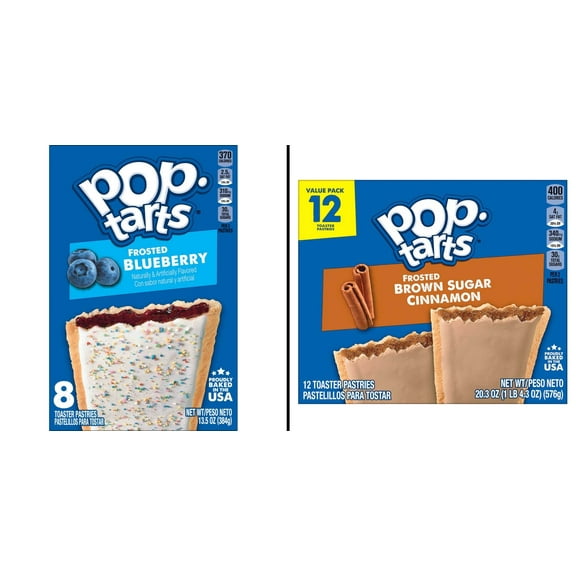 Pop-Tarts Frosted Blueberry Toaster 13.5 oz 8 ct & Pop-Tarts Frosted Brown Sugar Cinnamon 20.3 oz 12 ct