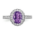 thumbnail image 5 of Solid 14k White Gold 8x6mm Oval Amethyst Purple February Gemstone Diamond Engagement Ring Size 7.5 (.276 cttw.), 5 of 6