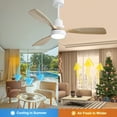 thumbnail image 4 of Sofucor 48 Inch Ceiling Fan with Light, Solid Wood Low Profile Ceiling Fans with Lights and Remote, Quiet DC Motor, 3 Blade Ceiling Fan for Bedroom Living Room Patio, 4 of 7