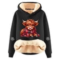 thumbnail image 4 of NinXxx Women's Casual Cow Print Hoodie Long Sleeve Pullover Sweatshirt Black XL, 4 of 4