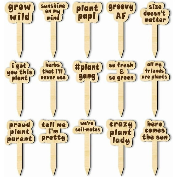 15 Pcs Joke Punny Plant Labels Wooden Markers T Type Tags Garden Labels with Printed Funny Phrase Wood Garden Stakes for Indoor and Outdoor Potted Seed Vegetable Unique Funny Gifts