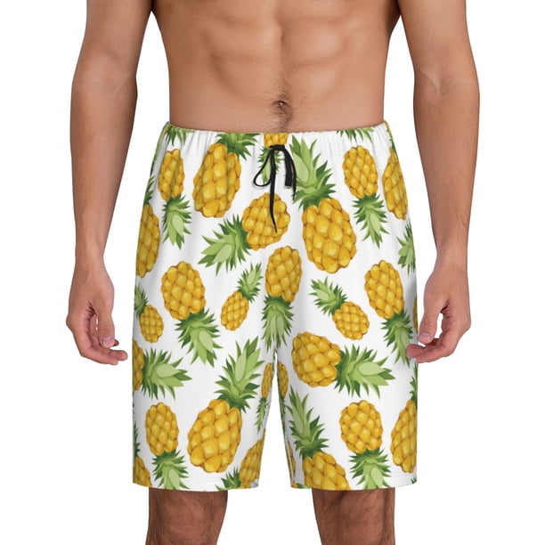 Fotbe Pineapple Pantalones Cortos de Pijama para Hombre, Ropa de Dormir, Pantalones de Pijama Cortos para Hombre-Medium