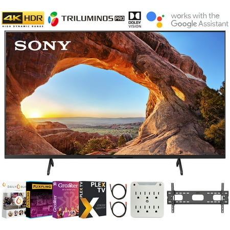 Sony KD75X85J 75 Inch X85J 4K Ultra HD LED Smart TV (2021 Model) Bundle with Premiere Movies Streaming 2020 + 30-100 Inch TV Wall Mount + 6-Outlet Surge Adapter + 2x 6FT 4K HDMI 2.0 Cable