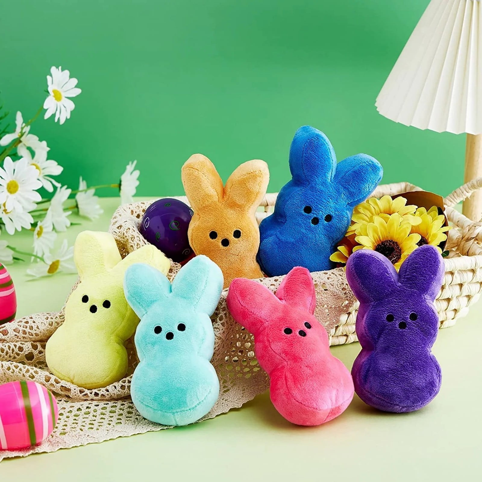 Yanxiao 12PCS Easter Stuffed Bunny Plush Toys, 6" Easter Bunny Stuffed Animals Bulk Plushie, Easter Basket Stuffers Egg Fillers Party Supplies Gift for Kids