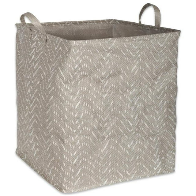 DII CAMZ38376S PE Coated Woven Paper Rectangular Laundry Hamper Tribal Chevron, Stone & Cream