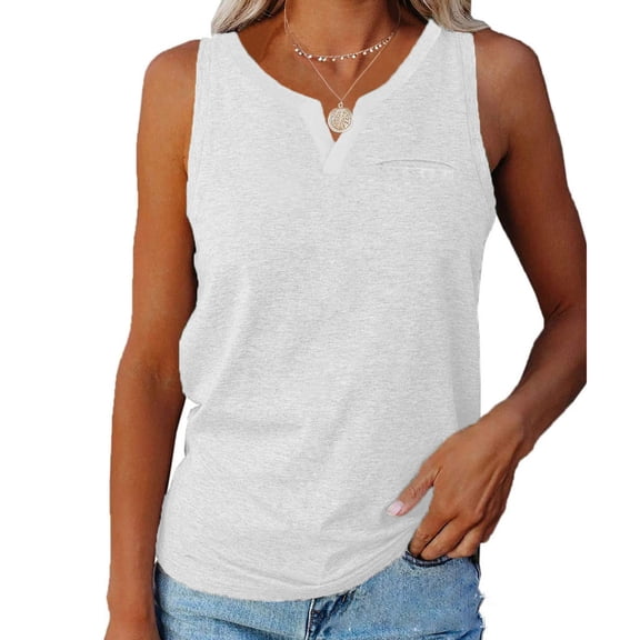 Langwyqu Women’s Tank Tops V Neck Sleeveless Casual Summer T Shirts