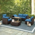 thumbnail image 3 of HOMREST 7-Piece PE Rattan Outdoor Patio Dining Set with Adjustable Bracket and Coffee Table, Blue, 3 of 10