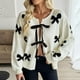 thumbnail image 4 of Ailaofu Women 2000S Bow Knit Cardigan Sweaters, Long Sleeve Tie Front Lightweight Crochet Top, Going Out Date Outfits, 4 of 6