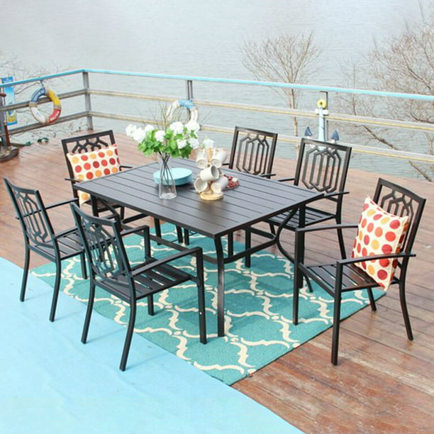 Mf Studio 7pcs Outdoor Dining Sets, Metal Patio Table And Chair Sets