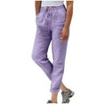 thumbnail image 2 of Simua Pantalon en Lin pour Femmes Mode Ample Été Pantalon de Détente, 2 of 6