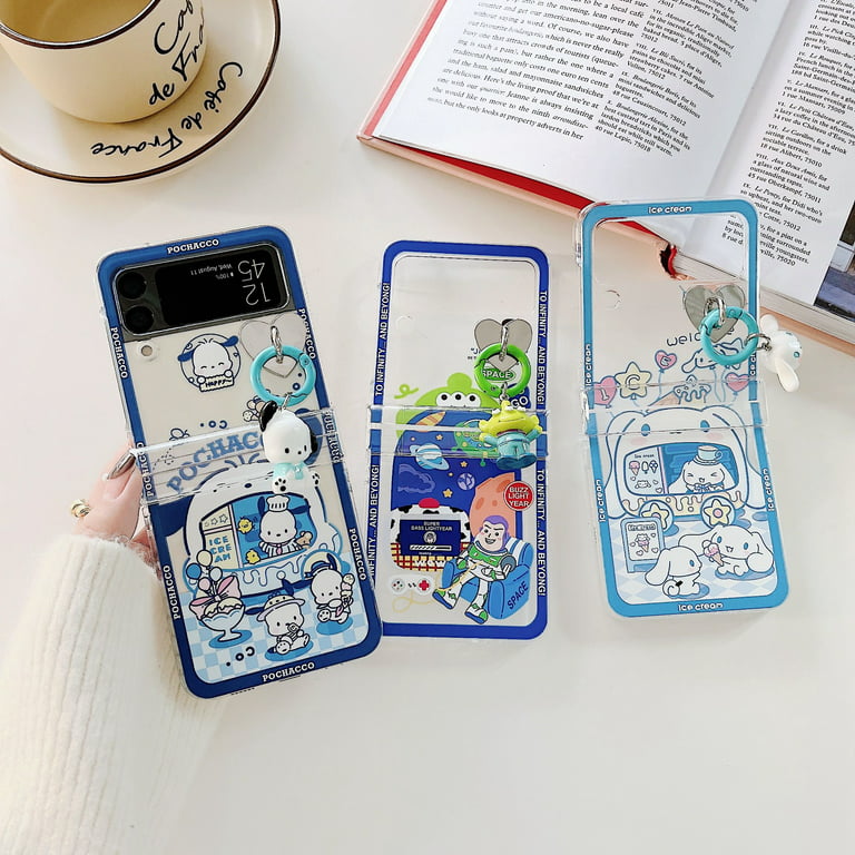 For Samsung Galaxy Z Flip4/Flip3 5G Phone Case，Shockproof Cute Cartoon  Melody/Cinnamon Case，Silm PC Flip Case Cover With Pendant 