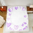 thumbnail image 5 of Manfei Cartoon Heart Pattern Full Size Sheets,Girl Cute Loves Bed Sheets,Purple White Sheet Sets For Girls Teens,Microfiber Bedroom Decor,4 Pieces, 5 of 7