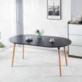 thumbnail image 1 of Extendable Dining Table - Black MDF & Wood Legs - 100/140/180x100x75cm - Modern Kitchen/Dining Room Table for Versatile Use, 1 of 11